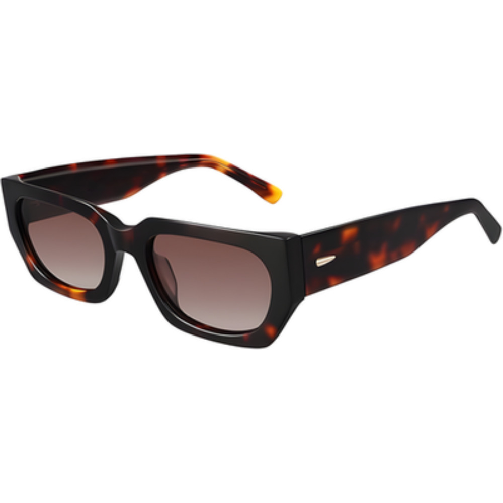 Bold Angular Modern Womens Brown Lens Tortoise Rectangle Sunglasses - Picture 3 of 3